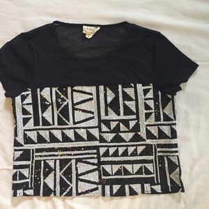 Black and White Sequin Top Size Small